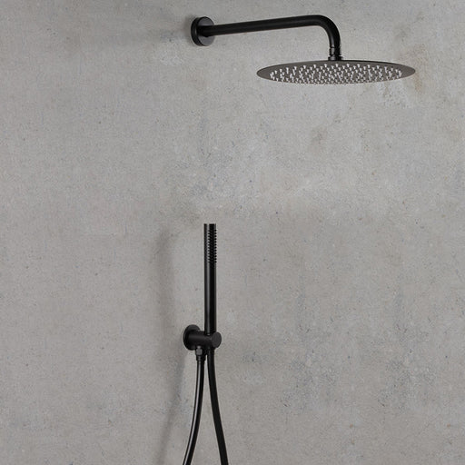 Set doccia tondo con soffione 25 cm, doccetta Mia, presa acqua e flessibile nero opaco Ares by CeramicStore | Lo specialista del tuo bagno