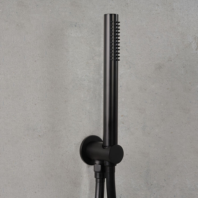 Set doccia tondo con soffione 25 cm, doccetta Mia, presa acqua e flessibile nero opaco Ares by CeramicStore | Lo specialista del tuo bagno