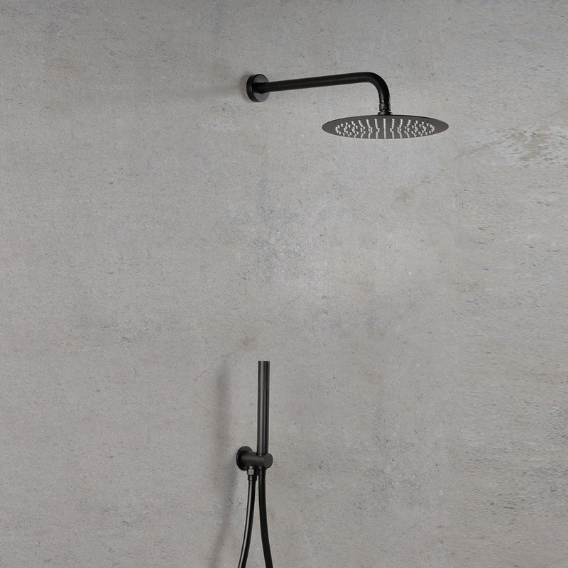 Set doccia tondo con soffione 30 cm, doccetta Judy, presa acqua e flessibile nero opaco Ares by CeramicStore | Lo specialista del tuo bagno