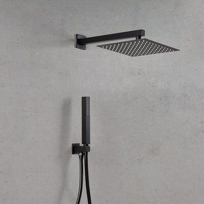 Set doccia quadro con soffione 30x30 cm, doccetta Amy, presa acqua e flessibile nero opaco Ares by CeramicStore | Lo specialista del tuo bagno