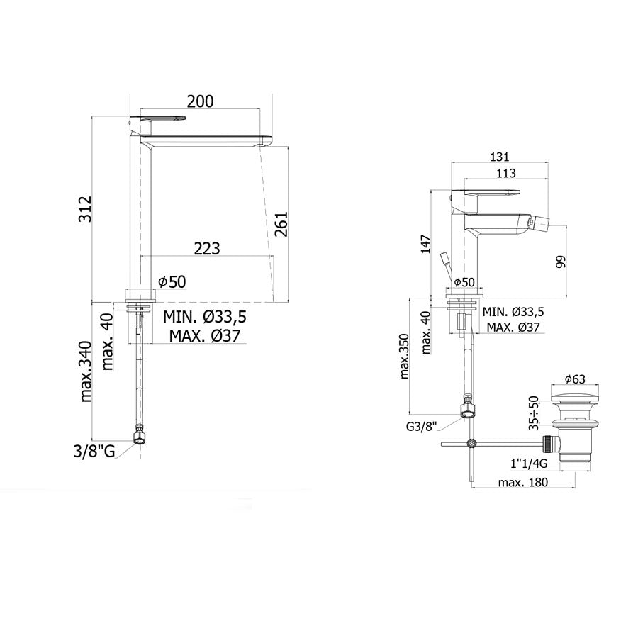 Paffoni Candy miscelatore lavabo alto + bidet c/scarico by CeramicStore | Lo specialista del tuo bagno