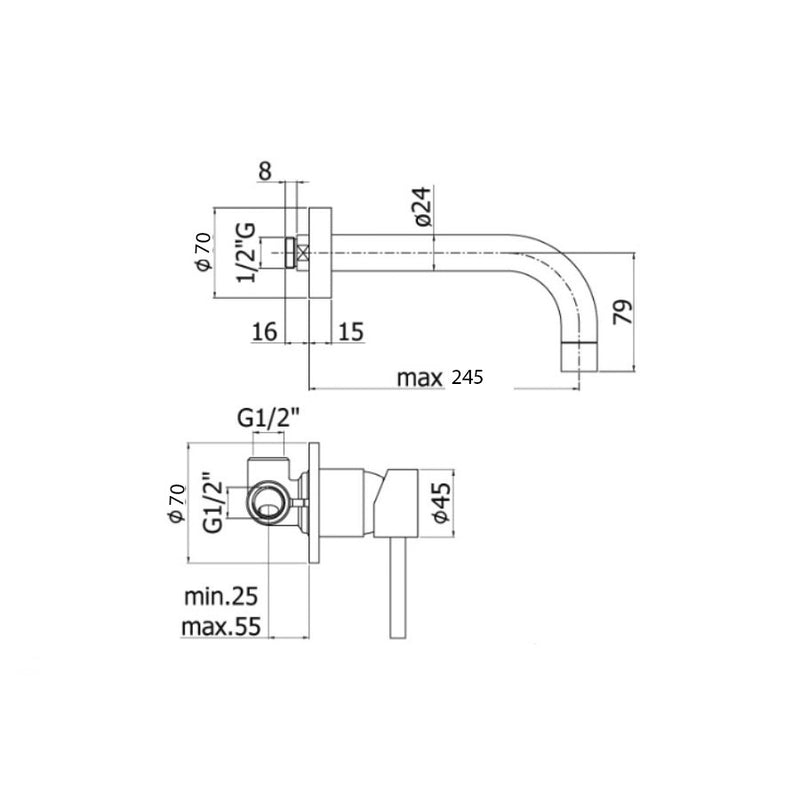 Miscelatore lavabo incasso Paffoni Stick con bocca da 245 mm by CeramicStore | Lo specialista del tuo bagno