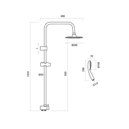Colonna Doccia Urano con soffione tondo d.20 e doccia multifunzione a 5 getti by CeramicStore | Lo specialista del tuo bagno