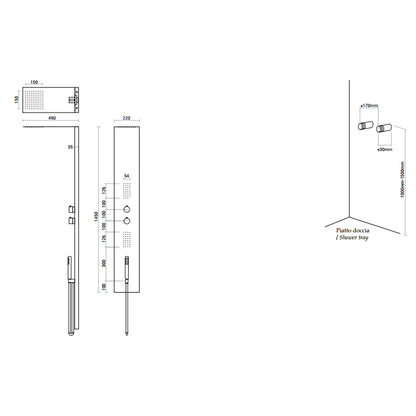 Pannello Doccia Multifunzione dal design minimale realizzato in acciaio inox spazzolato con finitura a specchio by CeramicStore | Lo specialista del tuo bagno