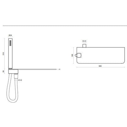 Kit doccia con ripiano portaoggetti, doccino e flessibile pvc silver by CeramicStore | Lo specialista del tuo bagno