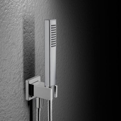 Kit doccia quadrato con doccetta minimale in ABS, flessibile e presa acqua by CeramicStore | Lo specialista del tuo bagno