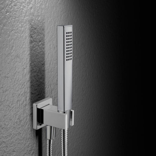 Kit doccia quadrato con doccetta minimale in ABS, flessibile e presa acqua by CeramicStore | Lo specialista del tuo bagno