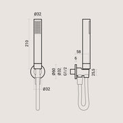 Kit doccia tonda con doccetta minimale cilindrica in ABS cromato, flessibile e presa acqua by CeramicStore | Lo specialista del tuo bagno