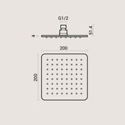 Soffione doccia quadro 20x20 cm acciaio inox spessore 4 mm con getti anticalcare in silicone by CeramicStore | Lo specialista del tuo bagno