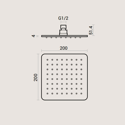 Soffione doccia quadro 20x20 cm acciaio inox spessore 4 mm con getti anticalcare in silicone by CeramicStore | Lo specialista del tuo bagno