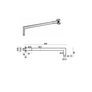 Braccio doccia di forma tonda lungo 39 cm in ottone cromato lucido by CeramicStore | Lo specialista del tuo bagno