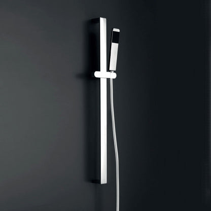 Saliscendi doccia design con asta e doccetta squadrate cromato lucido by CeramicStore | Lo specialista del tuo bagno