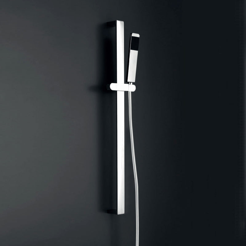 Saliscendi doccia design con asta e doccetta squadrate cromato lucido by CeramicStore | Lo specialista del tuo bagno