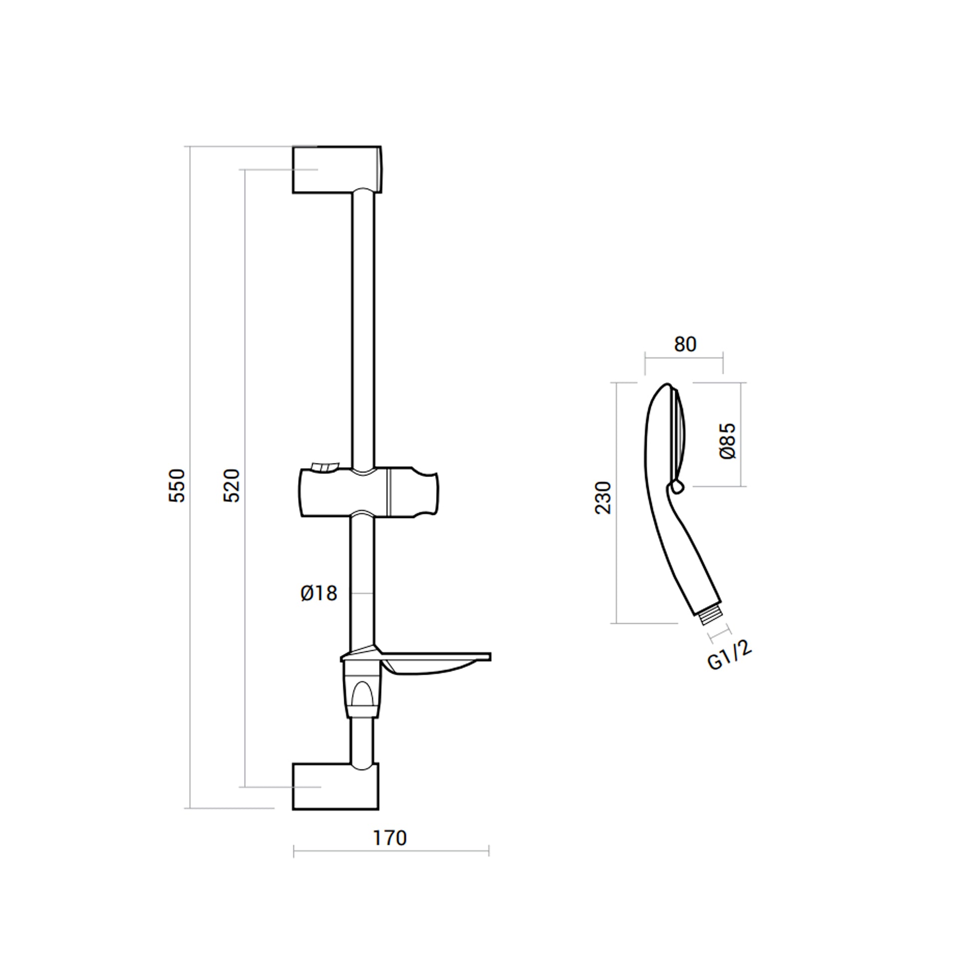 Saliscendi doccia con portasapone e doccetta multifunzione a 3 getti by CeramicStore | Lo specialista del tuo bagno