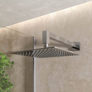 Soffione doccia quadrato 25x25 con braccio in acciaio inox spazzolato spessore 4 mm by CeramicStore | Lo specialista del tuo bagno