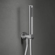 Kit doccia tondo con finitura spazzolata con doccetta squadrata e flessibile in pvc by CeramicStore | Lo specialista del tuo bagno
