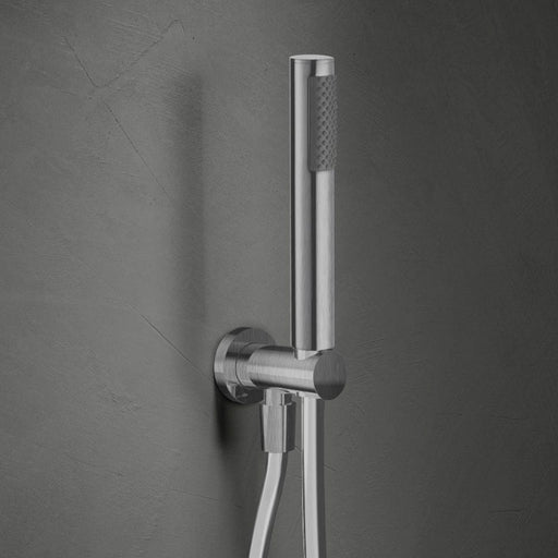 Kit doccia tondo con finitura spazzolata con doccetta squadrata e flessibile in pvc by CeramicStore | Lo specialista del tuo bagno