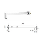 Soffione doccia quadrato in acciaio inox 30x30 spessore 4 mm con braccio doccia by CeramicStore | Lo specialista del tuo bagno