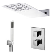 Composizione doccia soffione acciaio inox 50x22, set duplex e miscelatore termostatico by CeramicStore | Lo specialista del tuo bagno