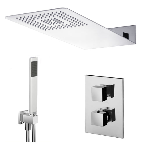 Composizione doccia soffione acciaio inox 50x22, set duplex e miscelatore termostatico by CeramicStore | Lo specialista del tuo bagno