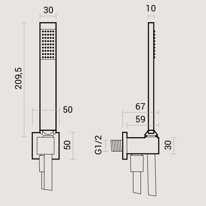 Composizione doccia soffione acciaio inox 50x22, set duplex e miscelatore termostatico by CeramicStore | Lo specialista del tuo bagno