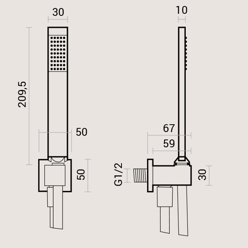 Composizione doccia soffione acciaio inox 50x22, set duplex e miscelatore termostatico by CeramicStore | Lo specialista del tuo bagno