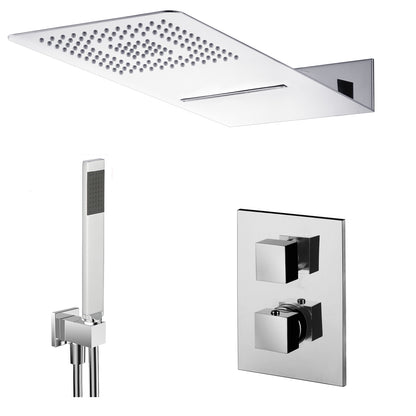 Composizione doccia con soffione 50x22 con cascata, set duplex e miscelatore termostatico 3 vie by CeramicStore | Lo specialista del tuo bagno