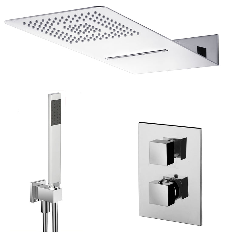 Composizione doccia con soffione 50x22 con cascata, set duplex e miscelatore termostatico 3 vie by CeramicStore | Lo specialista del tuo bagno