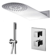 Composizione doccia con soffione tondo 50x22 acciaio inox, set duplex e miscelatore termostatico by CeramicStore | Lo specialista del tuo bagno