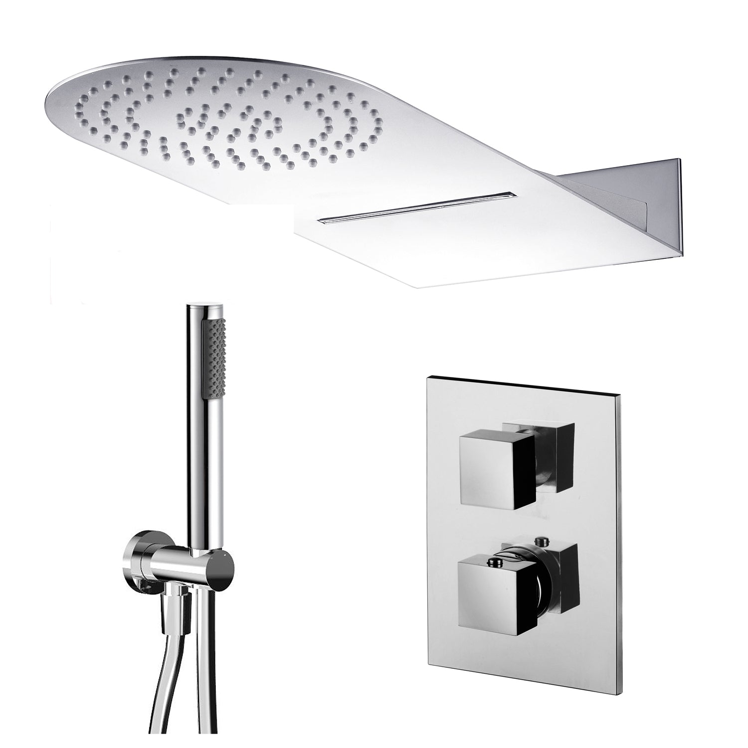 Composizione doccia con soffione 50x22 con cascata con set duplex e miscelatore termostatico by CeramicStore | Lo specialista del tuo bagno