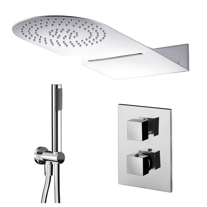 Composizione doccia con soffione 50x22 con cascata con set duplex e miscelatore termostatico by CeramicStore | Lo specialista del tuo bagno