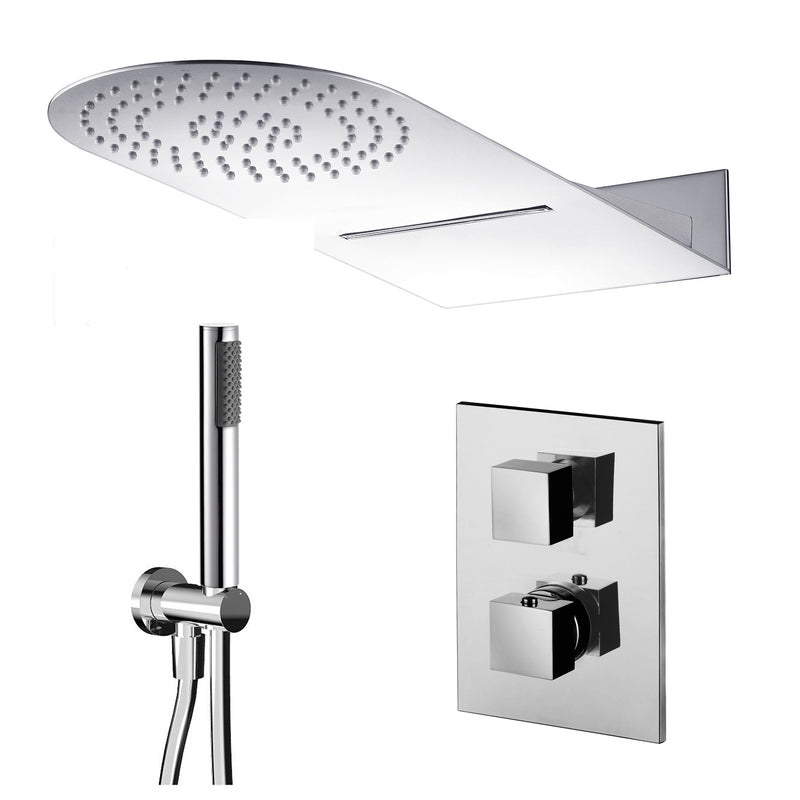 Composizione doccia con soffione 50x22 con cascata con set duplex e miscelatore termostatico by CeramicStore | Lo specialista del tuo bagno
