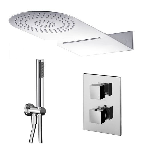 Composizione doccia con soffione 50x22 con cascata con set duplex e miscelatore termostatico by CeramicStore | Lo specialista del tuo bagno