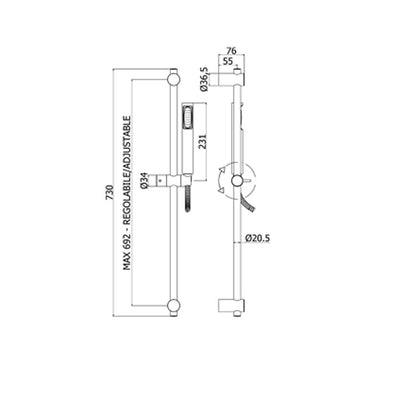 Saliscendi doccia Paffoni Stick ZSAL150 con doccia tonda minimale by CeramicStore | Lo specialista del tuo bagno