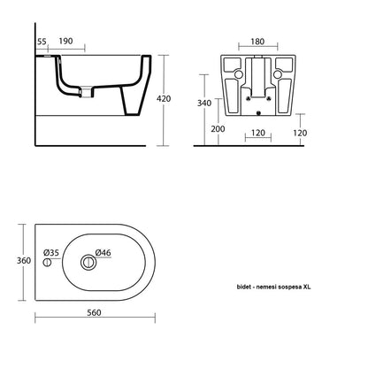 Sanitari sospesi design moderno vaso + bidet + sedile soft close Nemesi