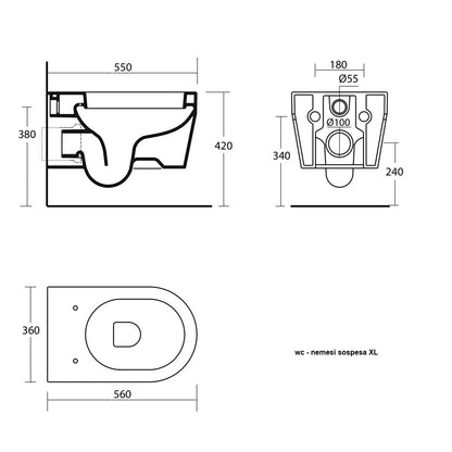 Sanitari sospesi design moderno vaso + bidet + sedile soft close Nemesi