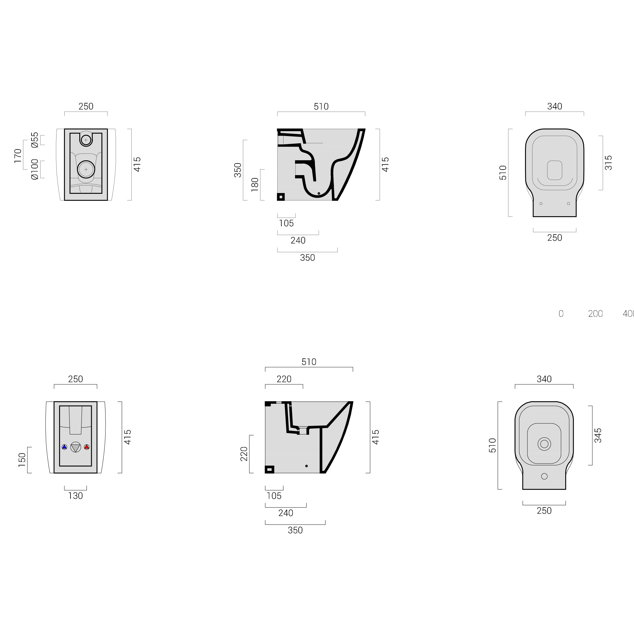 Sanitari senza brida filo parete Domus Falerii F50 Special Wc