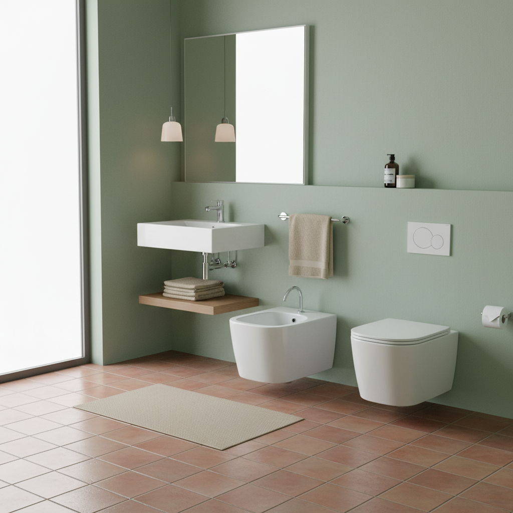 Sanitari sospeso squadrati domus falerii foglia quadra wc senza brida