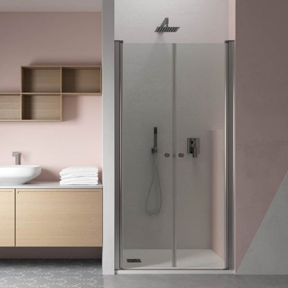Porta doccia per nicchia da 80 cm apertura saloon in cristallo trasparente da 6 mm by CeramicStore | Lo specialista del tuo bagno