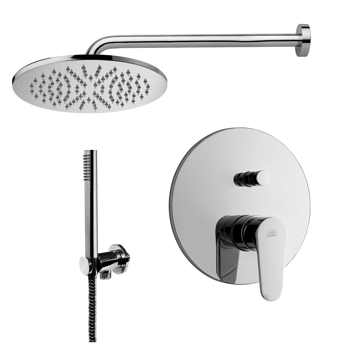 Composizione doccia Green con soffione tondo, miscelatore con deviatore e set duplex by CeramicStore | Lo specialista del tuo bagno