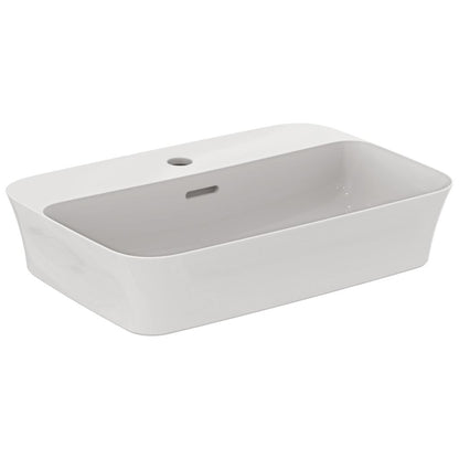 Lavabo da appoggio in Diamatec 55X38 con foro rubinetto Ideal Standard Ipalyss bordo sottile 3 mm