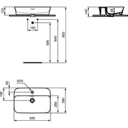 Lavabo da appoggio in Diamatec 55X38 con foro rubinetto Ideal Standard Ipalyss bordo sottile 3 mm