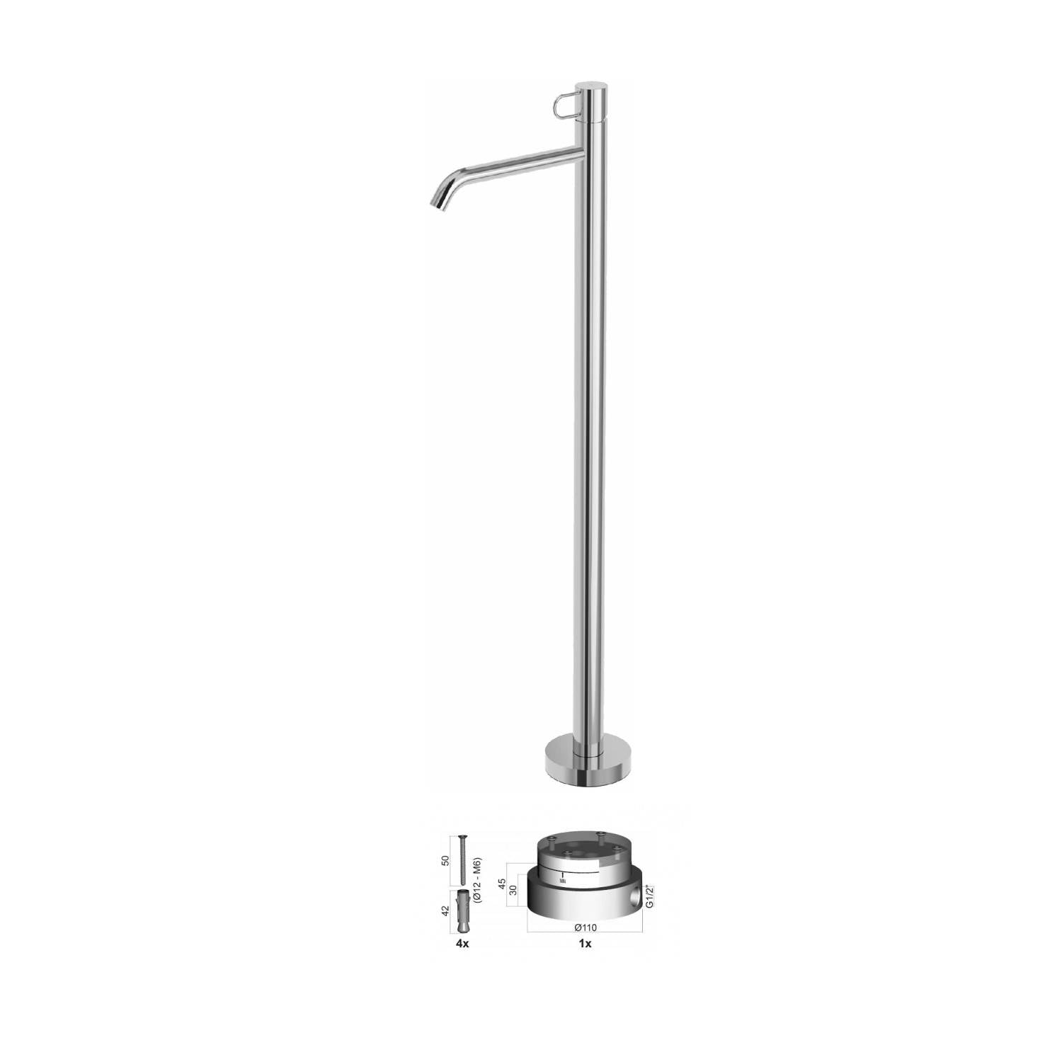 Set miscelatore lavabo a pavimento con base per il fissaggio a pavimento Cromo Paffoni by CeramicStore | Lo specialista del tuo bagno