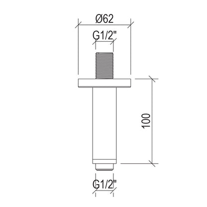 Braccio doccia a soffitto lungo 10 cm in acciaio inox 316L effetto spazzolato by CeramicStore | Lo specialista del tuo bagno