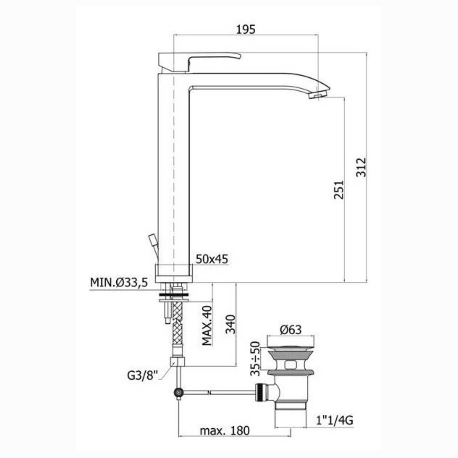 Miscelatore lavabo con scarico clic-clac serie Level codice LES081KCR Cromo Paffoni by CeramicStore | Lo specialista del tuo bagno
