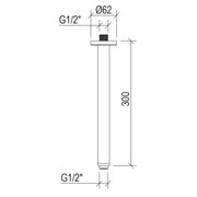 Braccio doccia a soffitto lungo 30 cm in acciaio inox 316L effetto spazzolato by CeramicStore | Lo specialista del tuo bagno
