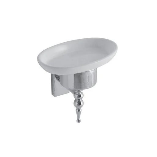 Portasapone con piatto in ceramica e supporto in ottone cromato installazione a parete collezione Paestum Globo by CeramicStore | Lo specialista del tuo bagno