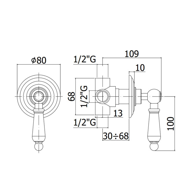 Deviatore incasso per doccia retrà² con piastra in metallo cromato e maniglia ABS bianco modello Belinda- Paffoni by CeramicStore | Lo specialista del tuo bagno