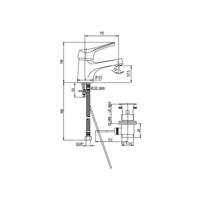 Miscelatore Monocomando per lavabo Derby con scarico e cartuccia ceramica by Argo Rubinetterie by CeramicStore | Lo specialista del tuo bagno