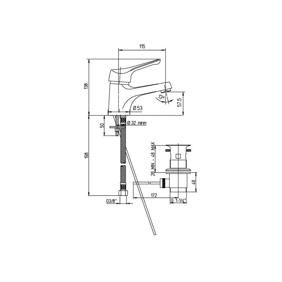 Miscelatore Monocomando per lavabo Derby con scarico e cartuccia ceramica by Argo Rubinetterie by CeramicStore | Lo specialista del tuo bagno